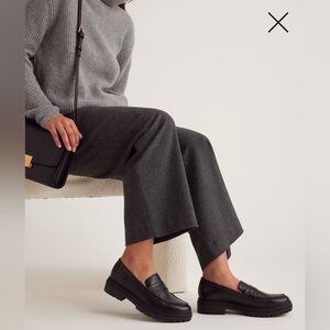 Quince Italian Leather Lug Sole Loafer Black Shoes Women Size 6 NEW